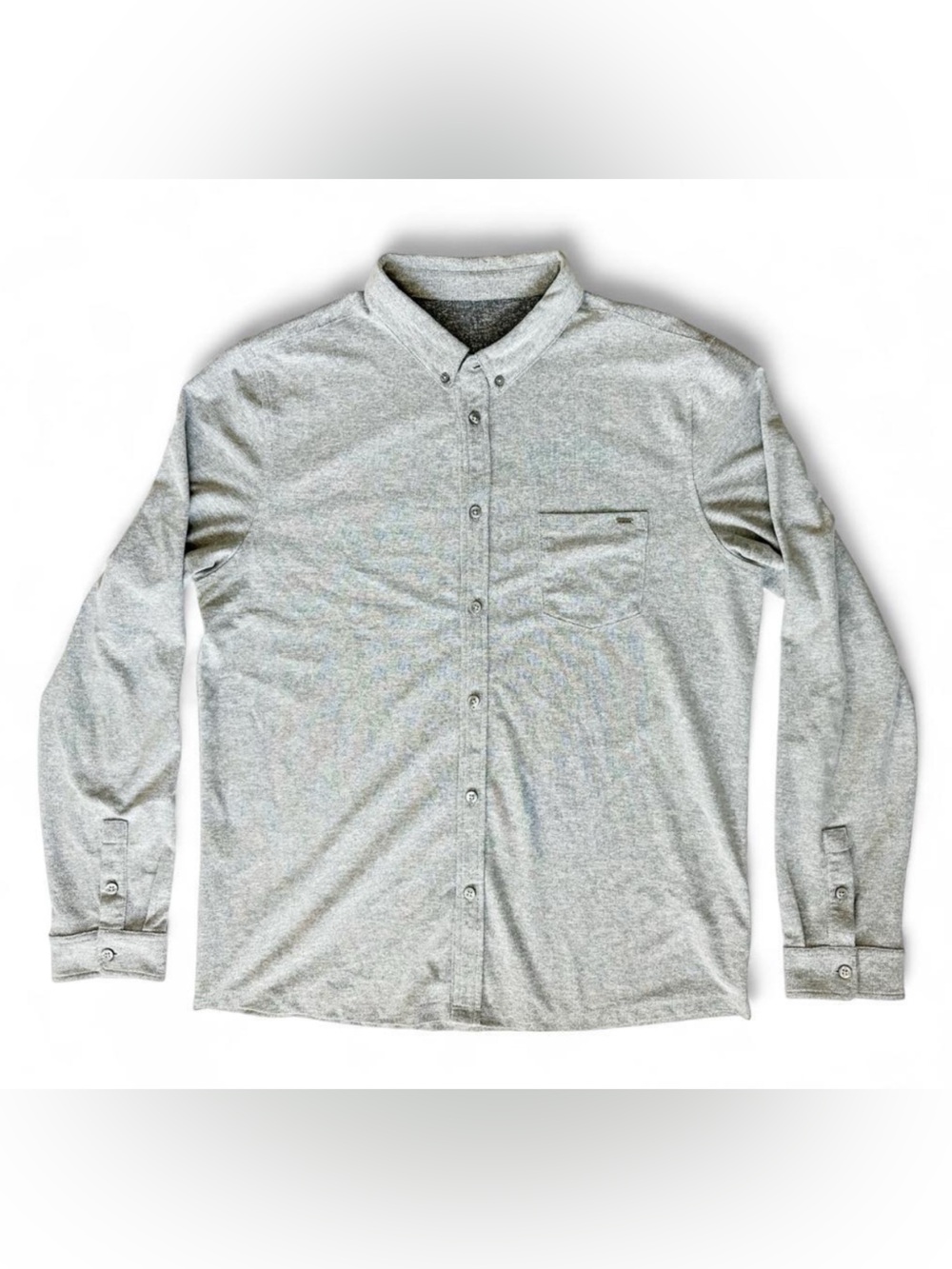 Vuori Men's Ace Long-Sleeve Button-Up Shirt Heather Light Gray - Size XLarge